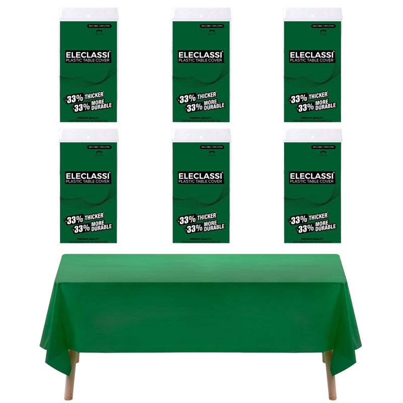 Eleclassi Emerald Green 6 Pack Premium Disposable Plastic Tablecloth 54 x 108 in - Plastic Table Cloth Disposable Tablecloth for Rectangle Table Up to 8 Feet - Image 1